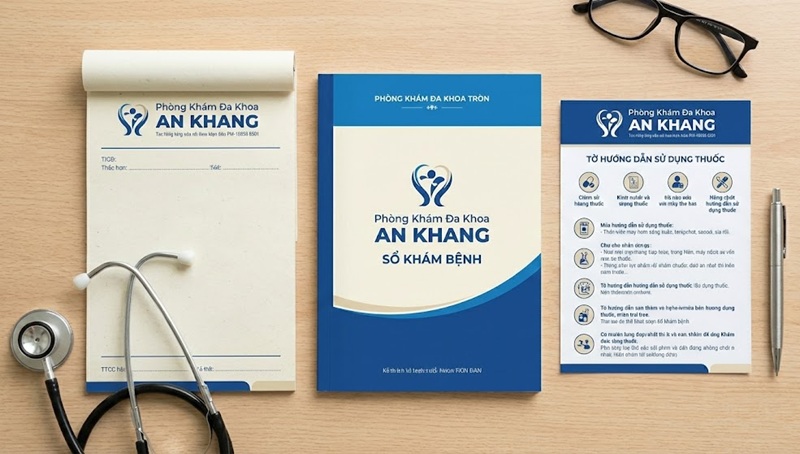 Bộ in ấn biểu mẫu y tế đồng bộ thương hiệu phòng khám