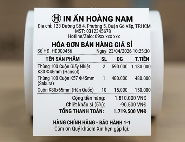 Chất lượng in sắc nét của giấy in hóa đơn Hoàng Nam