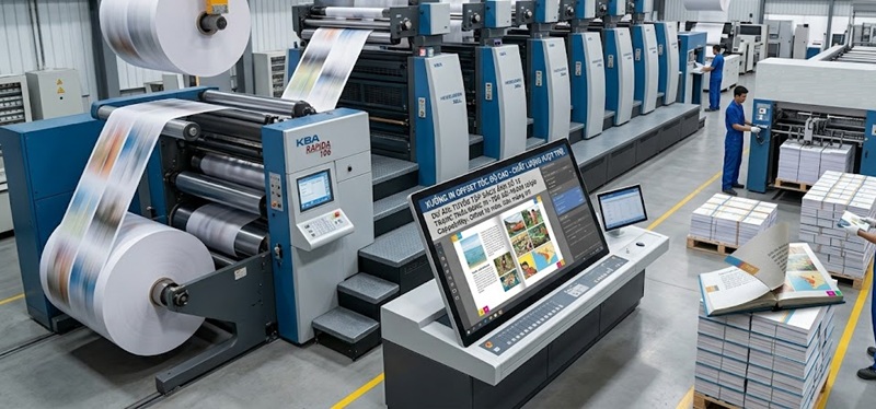 Công nghệ và kĩ thuật in sách giá rẻ tiên tiến với hệ thống máy in Offset công nghiệp và máy in Kỹ thuật số hiện đại.