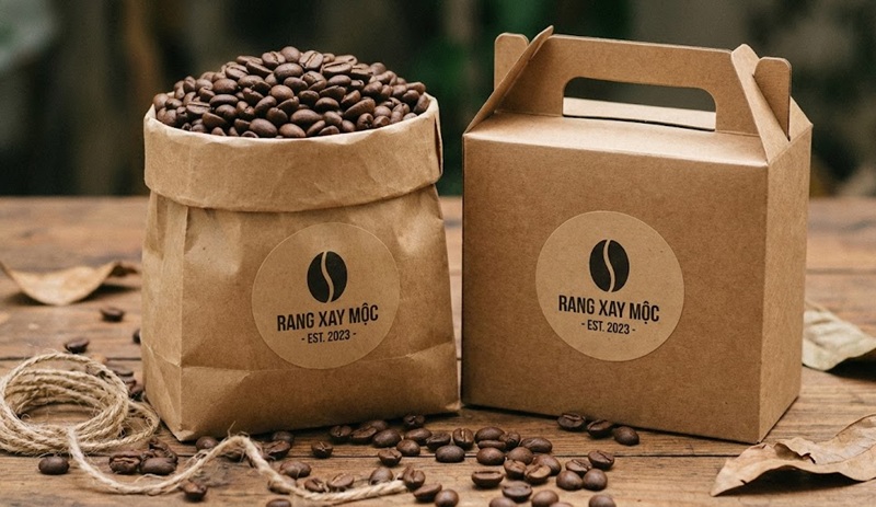 Tem decal giấy kraft nâu phong cách vintage