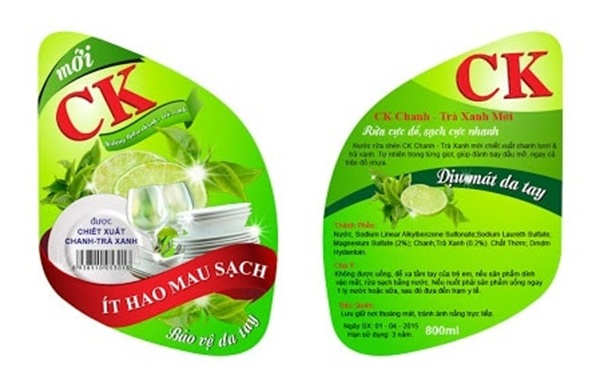 Mẫu in nhãn decal chai nước rửa chén