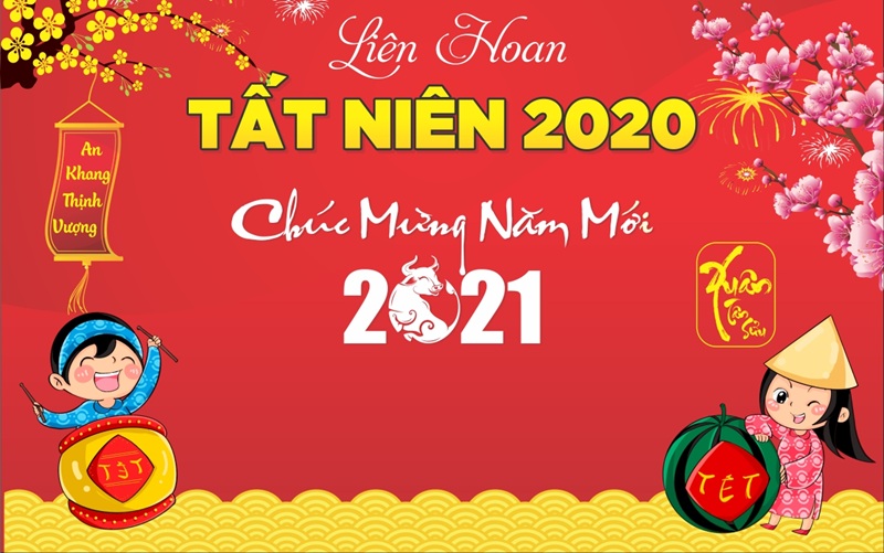 Mẫu in phông bạt tất niên đẹp 