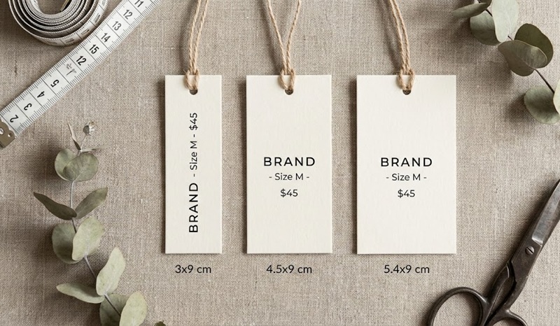 Các kích thước thẻ treo quần áo hình chữ nhật phổ biến