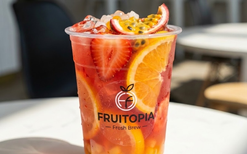 Ly trà trái cây dán decal nhựa trong suốt đẹp tphcm Ly trà trái cây dán decal nhựa trong suốt đẹp tphcm