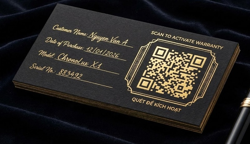Mẫu phiếu bảo hành giấy kết hợp mã QR kích hoạt điện tử