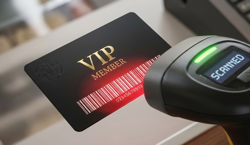 Máy quét đọc mã vạch trên thẻ VIP nhựa nhanh chóng