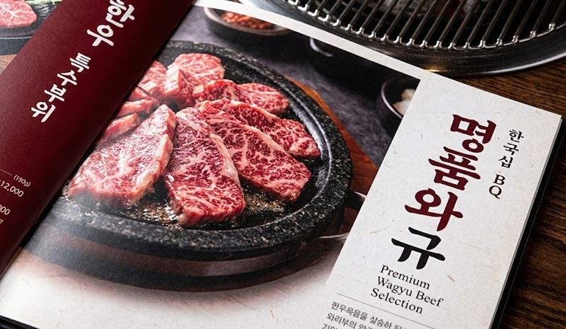 Thiết kế menu quán nướng BBQ Hàn Quốc hình ảnh hấp dẫn.
