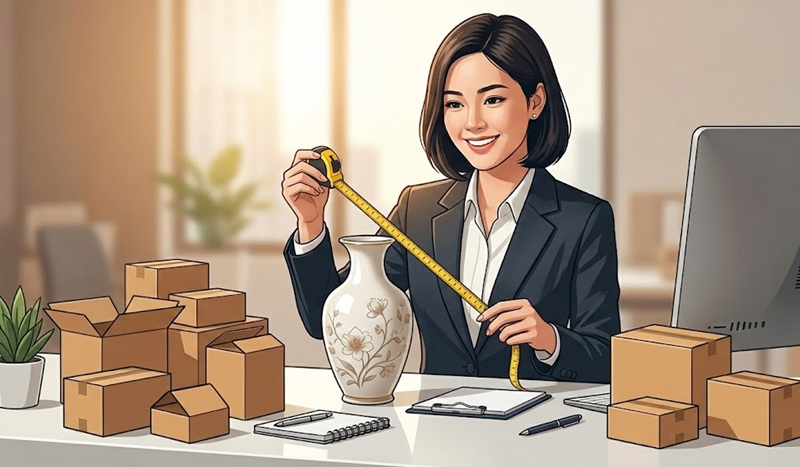 Nhân viên In Ấn Hoàng Nam đang tư vấn size hộp carton miễn phí cho khách hàng