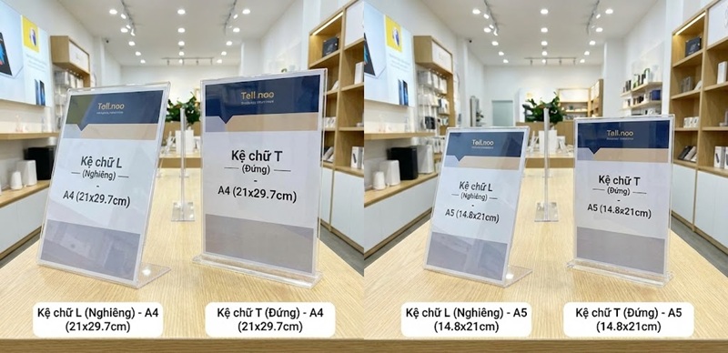 Các loại kệ mica để bàn chữ L và chữ T Các loại kệ mica để bàn chữ L và chữ T