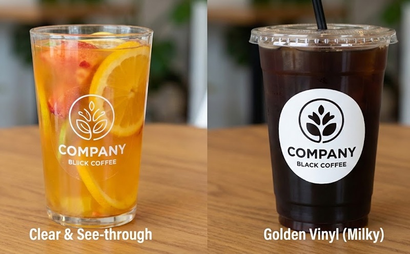 Mẫu sticker trong suốt và sticker nhựa sữa dán ly đẹp