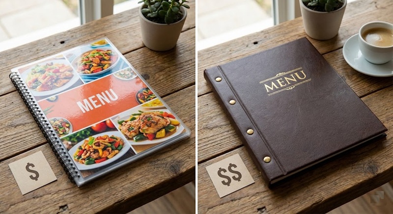 So sánh giá in menu lò xo và menu đóng ốc