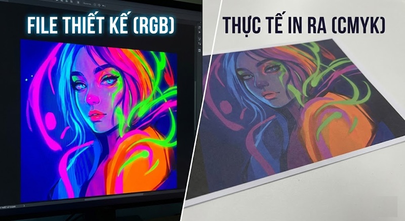 So sánh sự sai lệch màu sắc giữa file RGB và bản in CMYK