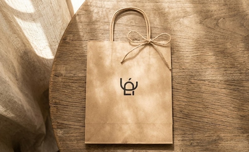 Mẫu túi giấy Kraft màu nâu mộc mạc, thân thiện với môi trường