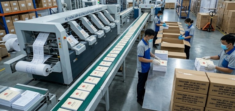 Phân xưởng sản xuất sổ y bạ quy mô lớn tại In Ấn Hoàng Nam TPHCM Phân xưởng sản xuất sổ y bạ quy mô lớn tại In Ấn Hoàng Nam TPHCM